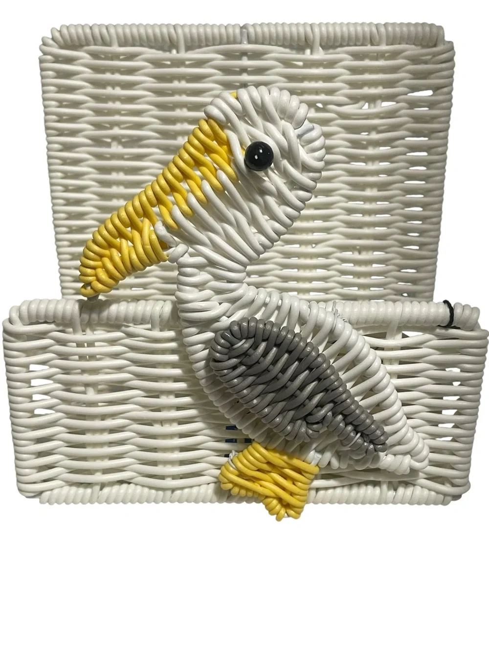 Pelican Wicker Style Napkin Holder | Coastal Beach House Kitchen Decor | NWT